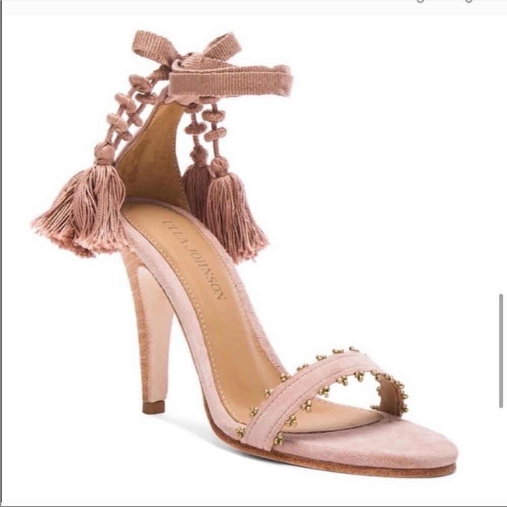 ULLA JOHNSON Suede Dani Tassel Heels Sandals